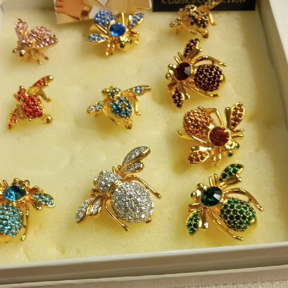 Joan Rivers Multicolor Crystal Bee Brooch Pin - New Set Of 10, Never Worn - Picture 3 of 6
